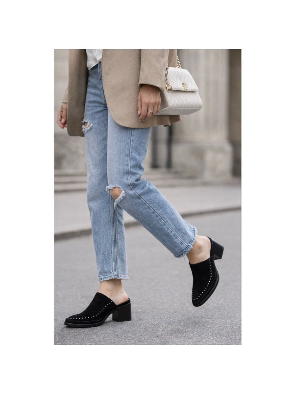 New Rag & Bone Black Suede Studded Mules Size 9/39